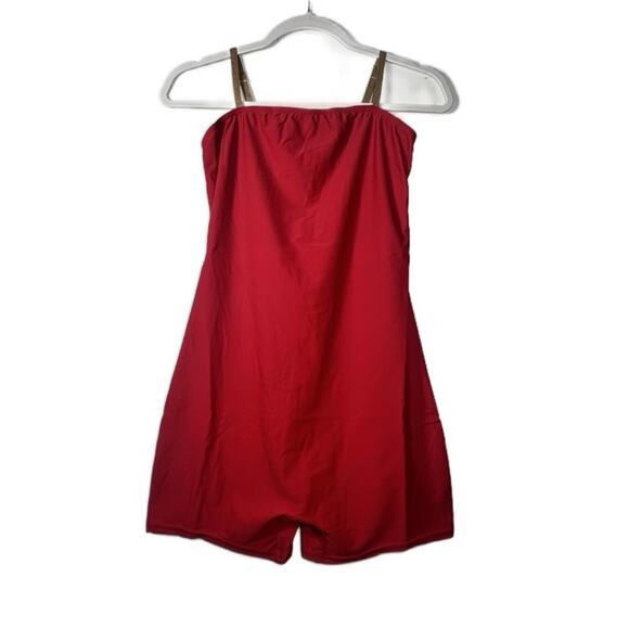 Theatricals Shorty Unitard Red and Gold Dance Costume Sleeveless adult Large NWT - Picture 6 of 9